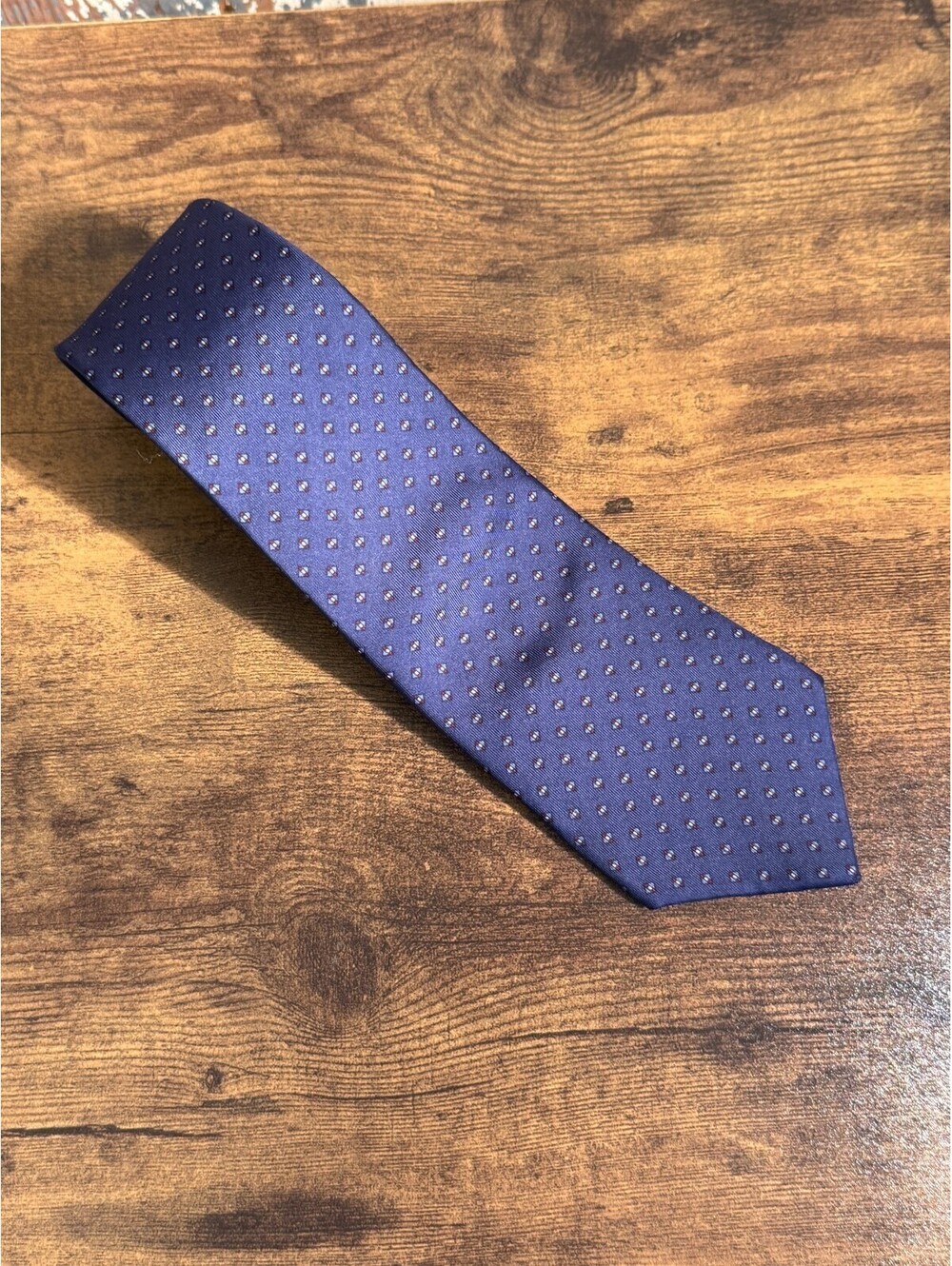 Vintage Christian Dior Blue Geometric Mens Neck Tie Designer USA All Silk